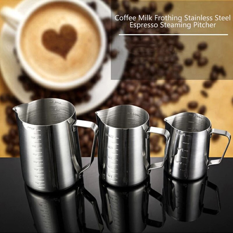 350/550/900 ml kávétejhabosító csésze rozsdamentes acél habosító kancsó Virágcsésze Barista Latte Cappuccinos Art habos kancsók