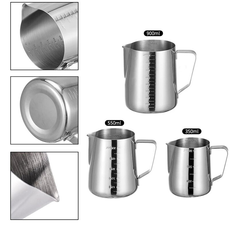350/550/900 ml kávétejhabosító csésze rozsdamentes acél habosító kancsó Virágcsésze Barista Latte Cappuccinos Art habos kancsók