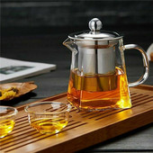 350/750 ml Tiszta hőálló, átlátszó üveg teáskanna kancsó W infuser kávé tealevél gyógynövényes edény virág teáskanna tejlé tartály