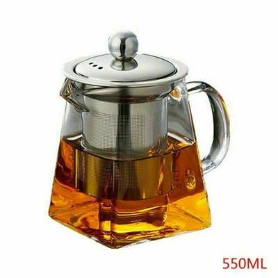 350/750 ml Tiszta hőálló, átlátszó üveg teáskanna kancsó W infuser kávé tealevél gyógynövényes edény virág teáskanna tejlé tartály