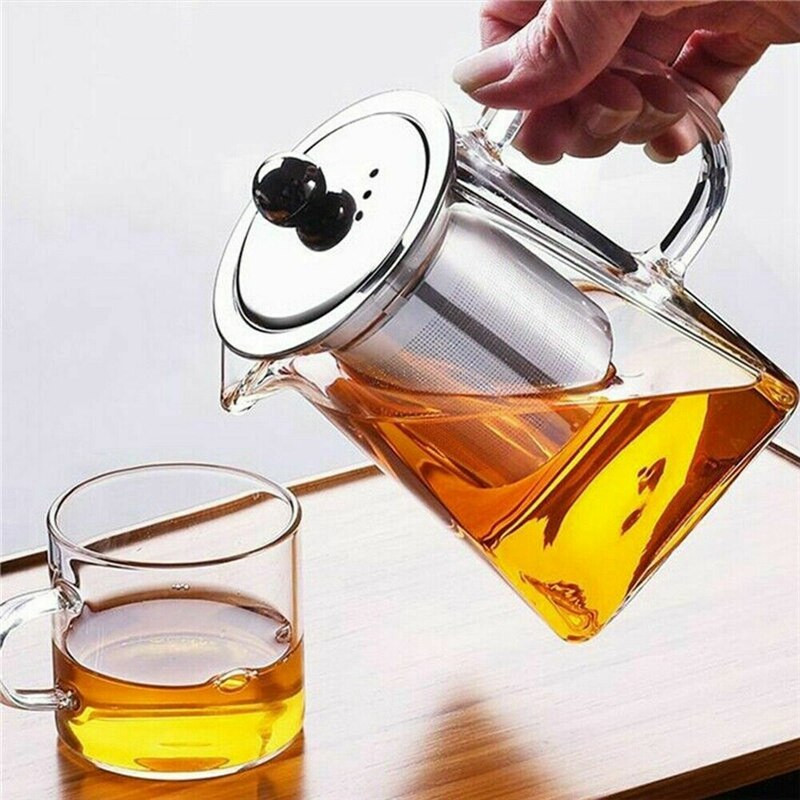 350/750 ml Tiszta hőálló, átlátszó üveg teáskanna kancsó W infuser kávé tealevél gyógynövényes edény virág teáskanna tejlé tartály