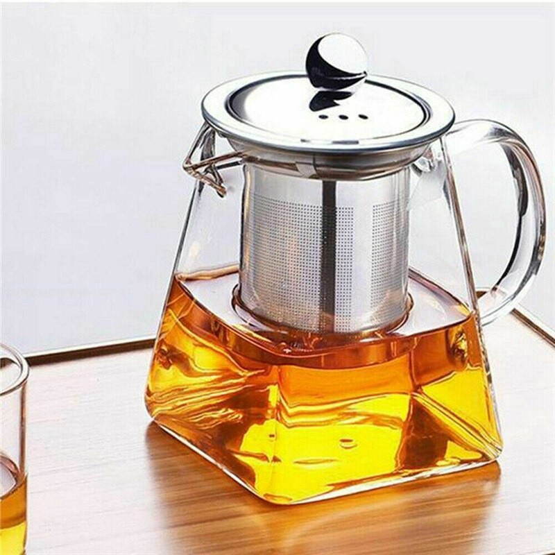 350/750 ml Tiszta hőálló, átlátszó üveg teáskanna kancsó W infuser kávé tealevél gyógynövényes edény virág teáskanna tejlé tartály
