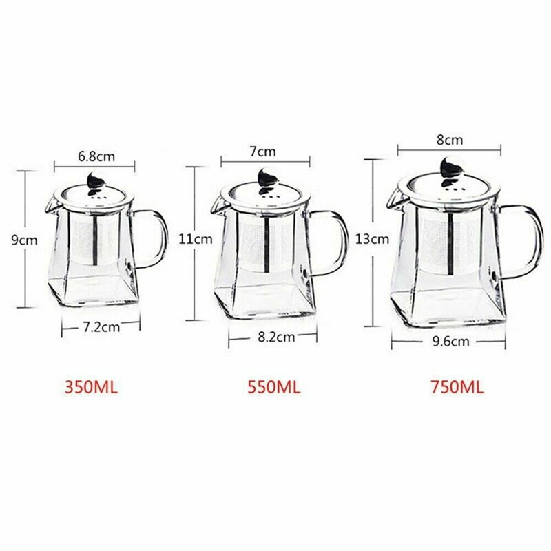 350/750 ml Tiszta hőálló, átlátszó üveg teáskanna kancsó W infuser kávé tealevél gyógynövényes edény virág teáskanna tejlé tartály