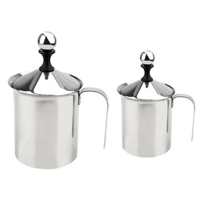 HOOMIN Ručna pjenilica za mlijeko Dvostruka mrežica Mlijeko za vrhnje 400/800 ML Mrežasta pjena za mlijeko od nehrđajućeg čelika Mješalica za kavu