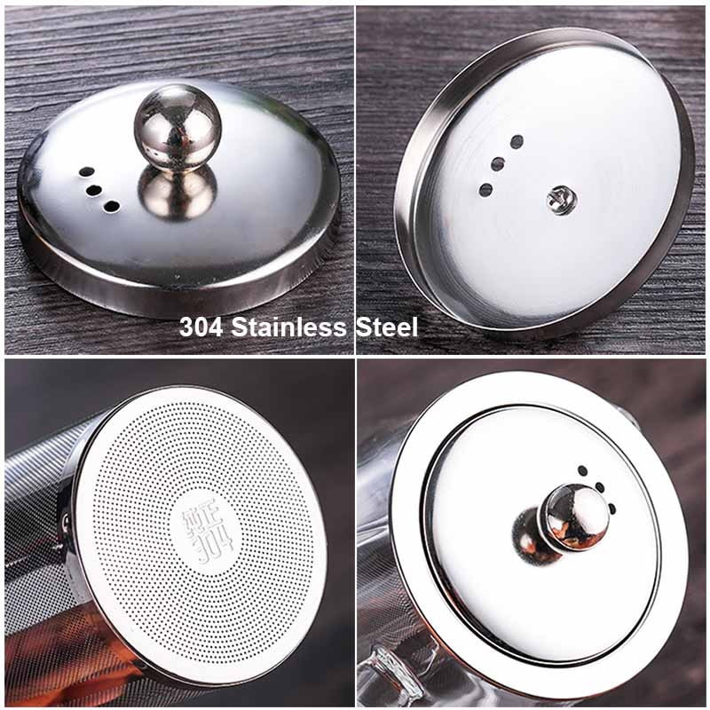 Karščiui atsparus stiklinis arbatinukas su 304 nerūdijančio plieno arbatos infuzijos filtru, gėlių arbatos virduliu Kung Fu arbatos rinkinys Puer Oolong Teapo