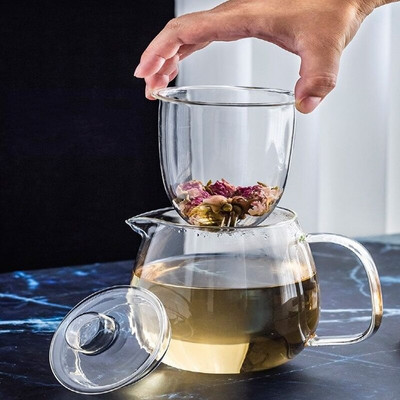 Háztartási teásedény Üveg teáskanna tűzhelyhez Hőálló, magas hőmérsékletű robbanásbiztos tea infúziós üveg gyümölcslé tartalommal