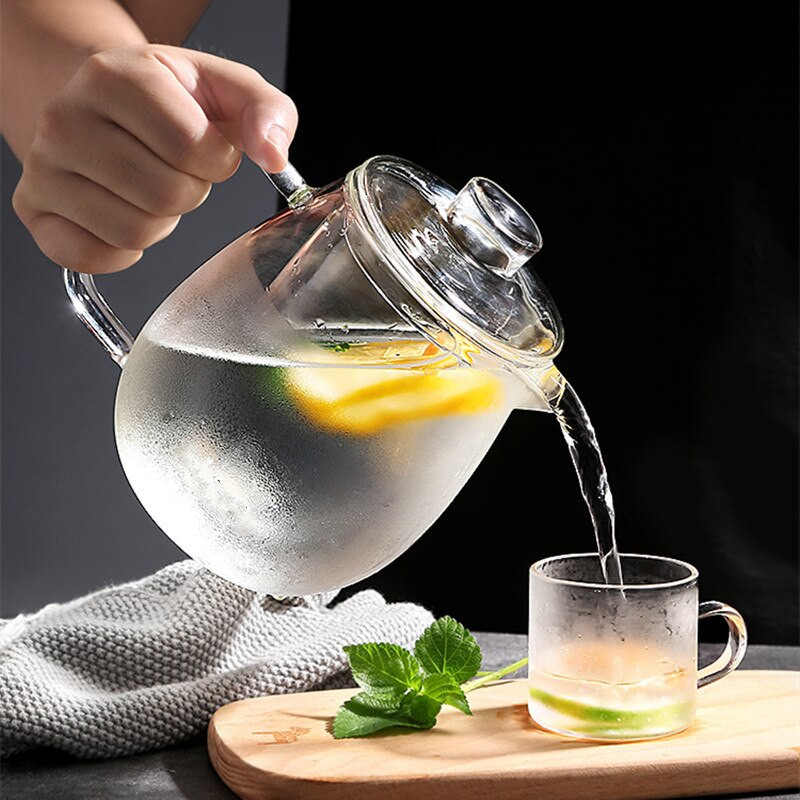 Háztartási teásedény Üveg teáskanna tűzhelyhez Hőálló, magas hőmérsékletű robbanásbiztos tea infúziós üveg gyümölcslé tartalommal