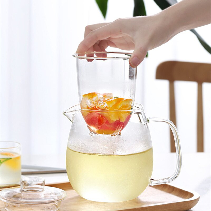 Háztartási teásedény Üveg teáskanna tűzhelyhez Hőálló, magas hőmérsékletű robbanásbiztos tea infúziós üveg gyümölcslé tartalommal
