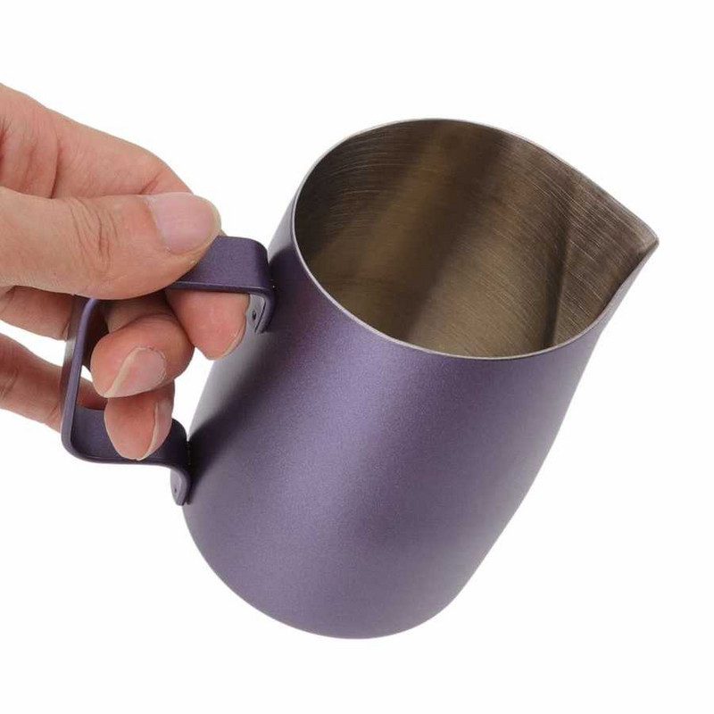 450/600 ml-es rozsdamentes acél tejhabos kancsó Tejkancsó Kávésbögre Ferde szájú Élelmiszer-minőségű húzós virágcsésze Latte Art eszköz