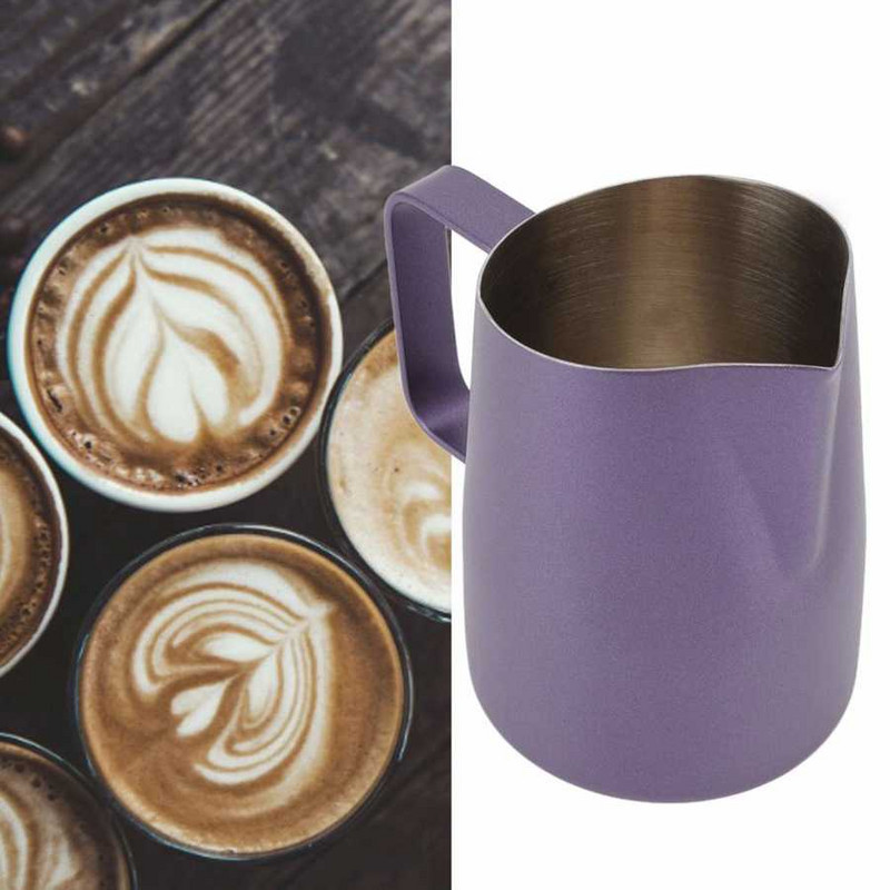 450/600 ml-es rozsdamentes acél tejhabos kancsó Tejkancsó Kávésbögre Ferde szájú Élelmiszer-minőségű húzós virágcsésze Latte Art eszköz