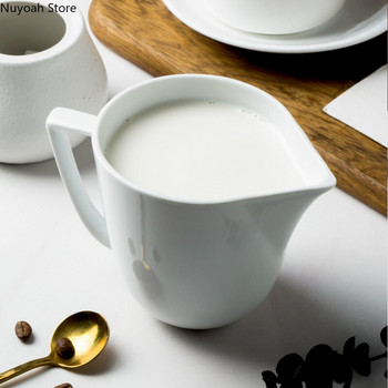 Αιχμηρή κεραμική δεξαμενή γάλακτος 450ml με Milk Pull Flower Cup Milk Cup Household Personality Λευκή κανάτα γάλακτος Αξεσουάρ καφέ