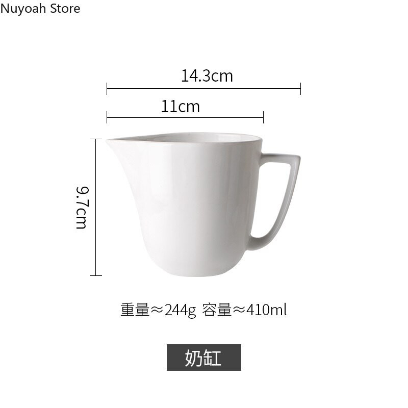 Aštrios noselės keramikinis 450 ml pieno bakelis su Milk Pull Flower Cup Pieno puodelis Namų ūkiui skirtas baltas pieno ąsotis kavos priedai