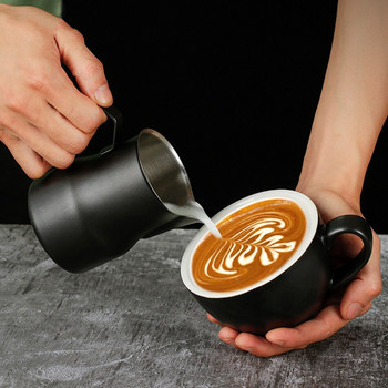 Κανάτα γάλακτος από ανοξείδωτο χάλυβα Αφρώδης κανάτα γάλα 350ml Μηχανή εσπρέσο Cappuccino Latte Art Frothing Pitcher Barista Milk Jug Cup
