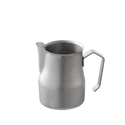 Кана за мляко от неръждаема стомана Кана за разпенване на мляко 350 ml Еспресо машина Cappuccino Latte Art Разпенваща се стомна Кана за бариста Чаша за мляко