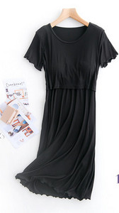 Дамска нощница с обло деколте за кърмачки