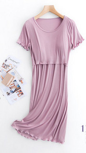 Дамска нощница с обло деколте за кърмачки