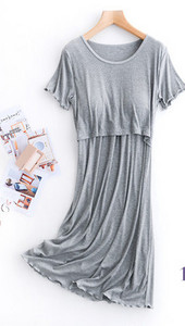 Дамска нощница с обло деколте за кърмачки