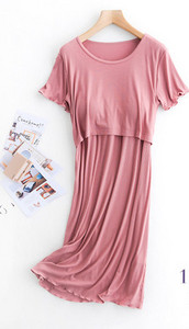 Дамска нощница с обло деколте за кърмачки