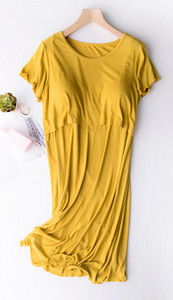 Дамска нощница с обло деколте за кърмачки