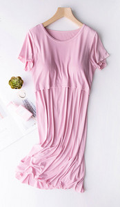 Дамска нощница с обло деколте за кърмачки