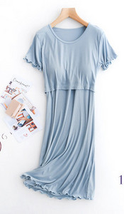 Дамска нощница с обло деколте за кърмачки