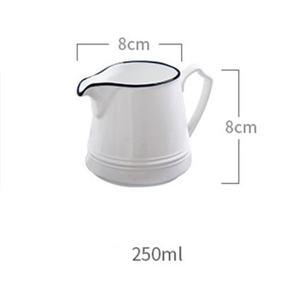 Сърцевидна чисто бяла керамична купа за захар Комплект кана за мляко с бамбукова дръжка Чаша за мляко Кана за мляко PourerPitcher JugГрънчарство за кафе