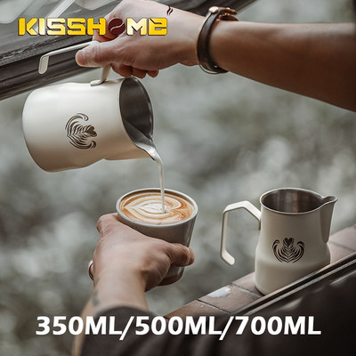 350 ml/500 ml/700 ml каничка за разпенване от неръждаема стомана Craft Espresso Coffee Barista Latte Cappuccino Чаша за разпенване на мляко и сметана Кана за разпенване