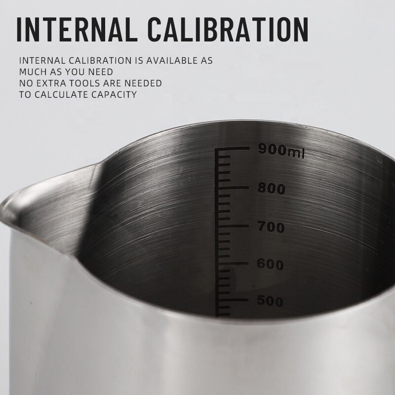 304 Rozsdamentes acél kávéskanna konyhai tejhabosító edény vízforraló húzó virágcsésze fa fogantyús edény, tejeskávé, cappuccino kávéfőző