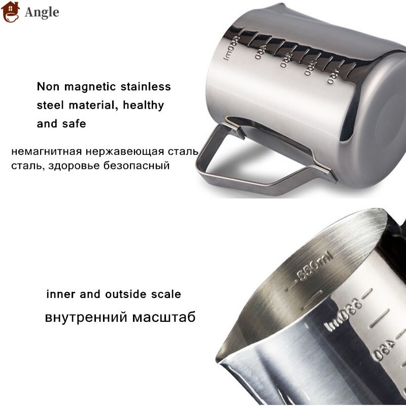 350/600ML 304 Rozsdamentes acél tejhabosító kancsó csésze Latte Art eszpresszó cappuccino kancsó Barista számára