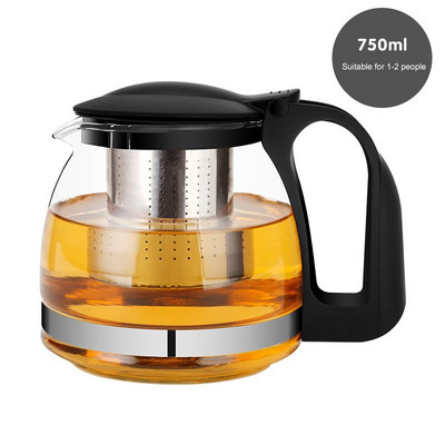 Ceainic din sticlă termorezistent nou 750 ml și 1250 ml Ceainic din sticlă la modă pentru floare de ceai cu filtru de infuzor detașabil din oțel ceainic