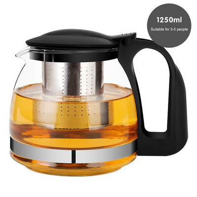 Ceainic din sticlă termorezistent nou 750 ml și 1250 ml Ceainic din sticlă la modă pentru floare de ceai cu filtru de infuzor detașabil din oțel ceainic