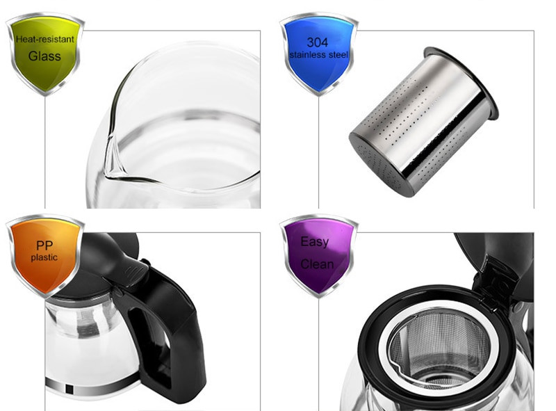 Ceainic din sticlă termorezistent nou 750 ml și 1250 ml Ceainic din sticlă la modă pentru floare de ceai cu filtru de infuzor detașabil din oțel ceainic