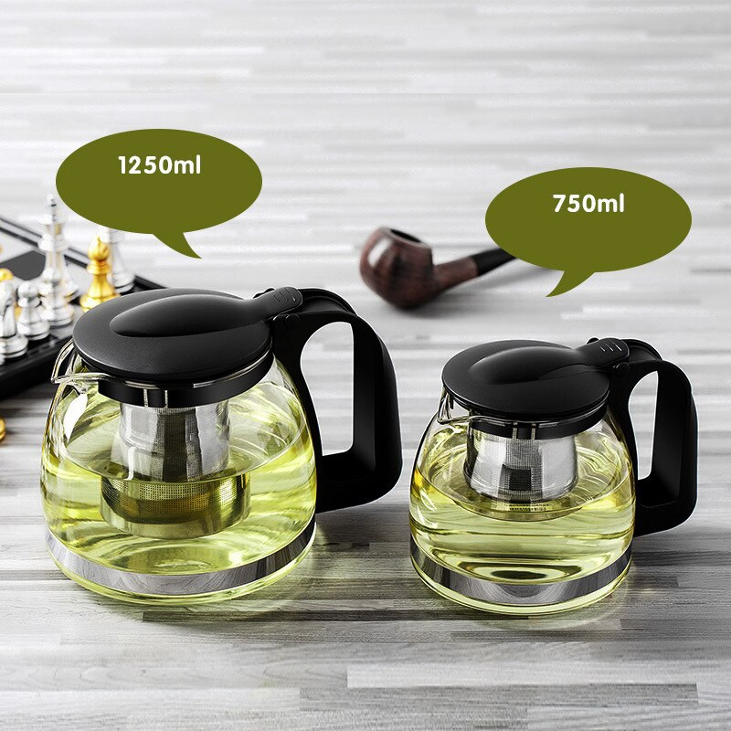 Ceainic din sticlă termorezistent nou 750 ml și 1250 ml Ceainic din sticlă la modă pentru floare de ceai cu filtru de infuzor detașabil din oțel ceainic
