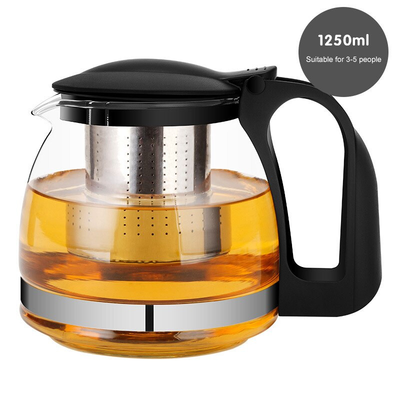 Ceainic din sticlă termorezistent nou 750 ml și 1250 ml Ceainic din sticlă la modă pentru floare de ceai cu filtru de infuzor detașabil din oțel ceainic