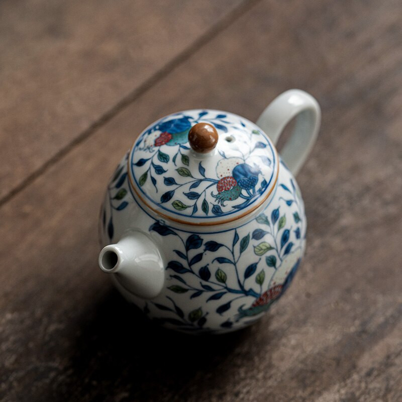 Vines ceainic ceainic rodie ceramică set de ceremonie ceai albastru și alb cu lapte oolong ceai cravată Guan Yin iasomie tip de ceai