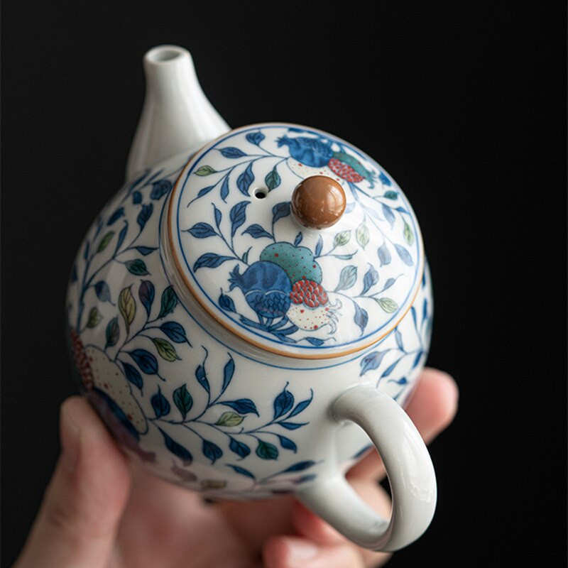 Vines ceainic ceainic rodie ceramică set de ceremonie ceai albastru și alb cu lapte oolong ceai cravată Guan Yin iasomie tip de ceai