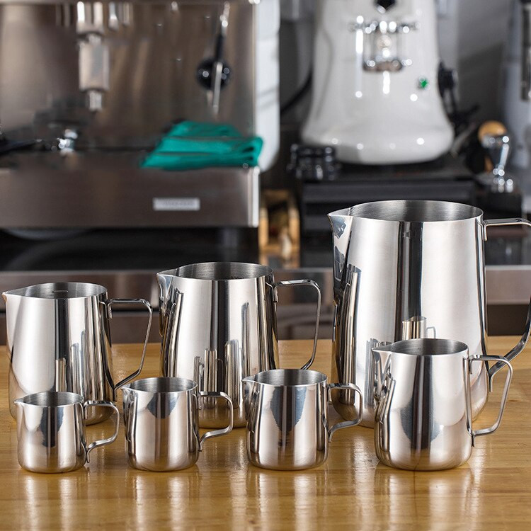 100-1500 ml-es tejeskancsó rozsdamentes acél habosító kancsó Húzós virágcsészék Kávés tejhabosító bögre Latte Art tejhab eszköz Kávékészlet