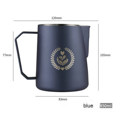 450 ml/600 ml Rozsdamentes acél kávéskávé csésze tejhabosítóval Tapadásmentes tejes latte csésze Latte Art Coffee Latte-hez