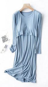 Cămașă de noapte pentru alăptare, cu mânecă lungă, de culoare uni