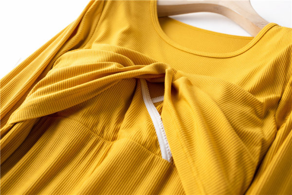 Cămașă de noapte pentru alăptare, cu mânecă lungă, de culoare uni