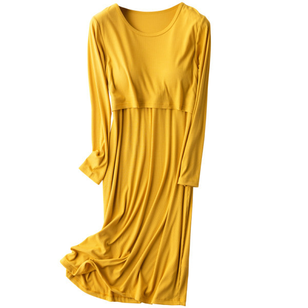 Cămașă de noapte pentru alăptare, cu mânecă lungă, de culoare uni