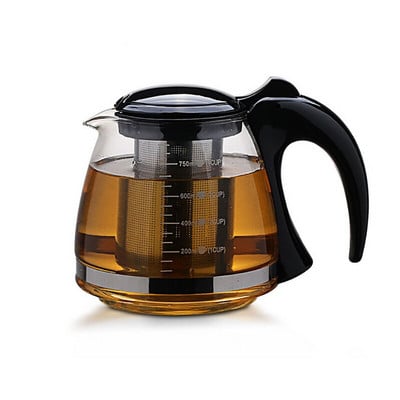 750 ml & 1200 ml Creative Design Üveg teáskanna Fashion üveg teáskanna teavirághoz, kivehető acél infúziós szűrővel teáskanna