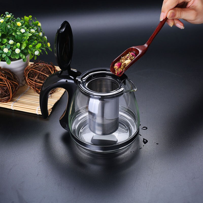 750 ml & 1200 ml Creative Design Üveg teáskanna Fashion üveg teáskanna teavirághoz, kivehető acél infúziós szűrővel teáskanna