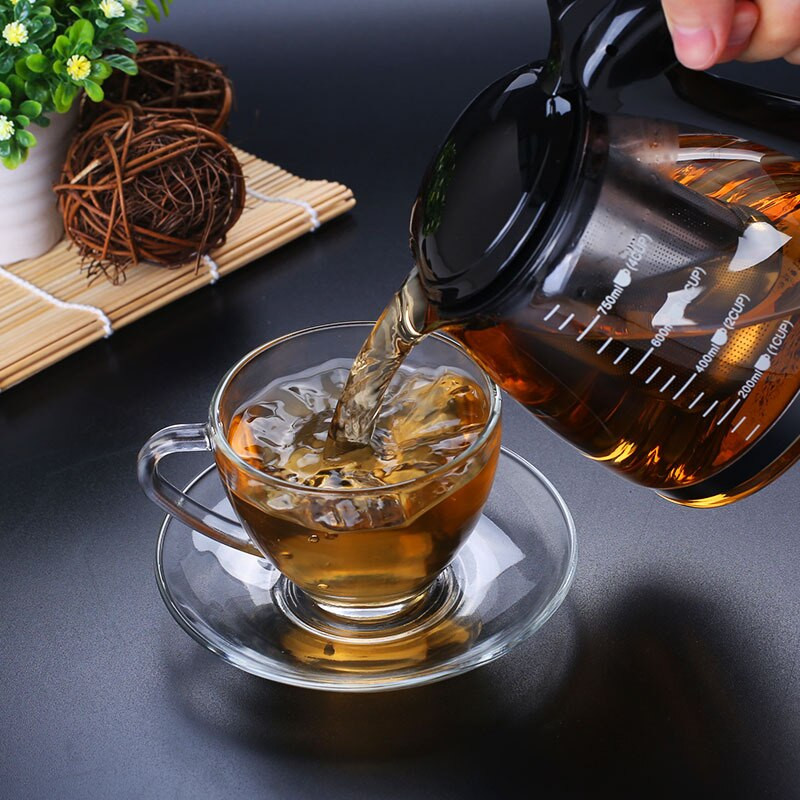 750 ml & 1200 ml Creative Design Üveg teáskanna Fashion üveg teáskanna teavirághoz, kivehető acél infúziós szűrővel teáskanna
