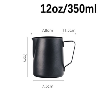 Espresso kávé tejhabos kancsó rozsdamentes acél tapadásmentes gőzölő kancsó Barista Latte Art habosító csésze fekete 350/600ml