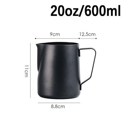 Espresso kávé tejhabos kancsó rozsdamentes acél tapadásmentes gőzölő kancsó Barista Latte Art habosító csésze fekete 350/600ml