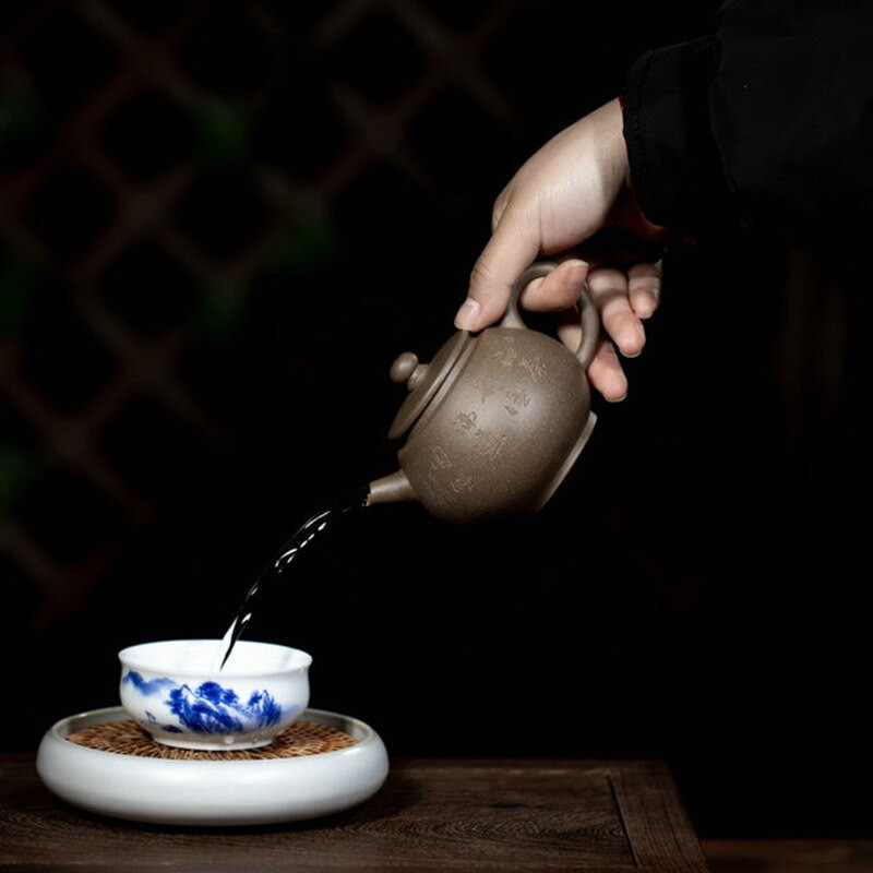Yixing teáskanna lila agyag teáskanna Kínai Híres kézzel készített Lila iszap Teáskészlet vízforraló teásforraló egyedi Hiteles ajándék 230ml