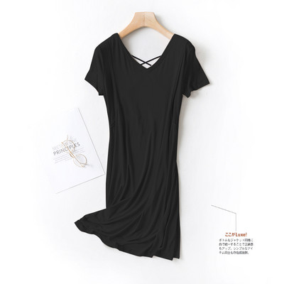 Дамска нощница с шпиц деколте и къс ръкав за кърмачки