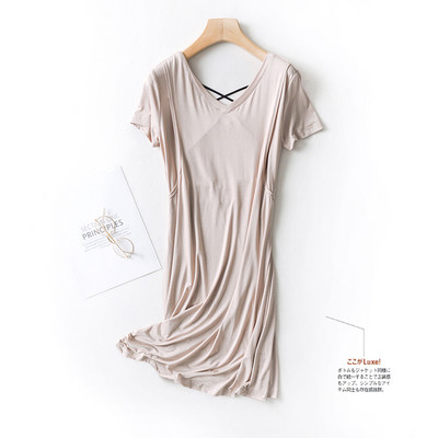 Дамска нощница с шпиц деколте и къс ръкав за кърмачки