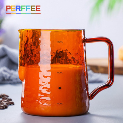 20oz/600ML Κανάτα για αφρόγαλα Γυάλινη κανάτα για καφέ Πολύχρωμη κανάτα καφέ Στάμνα Barista Espresso Coffee Latte Κανάτα με αφρόγαλα